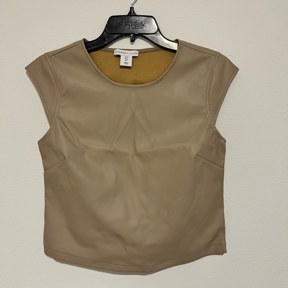 Sincerely Jules Faux Leather Sleeveless Shirt